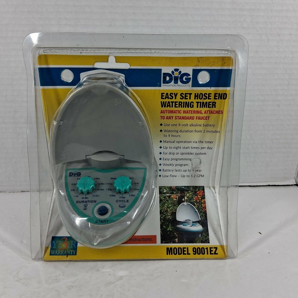 DIG 9001EZ Easy‎ Set Hose End Watering Timer Automatic Garden Irrigation Grey